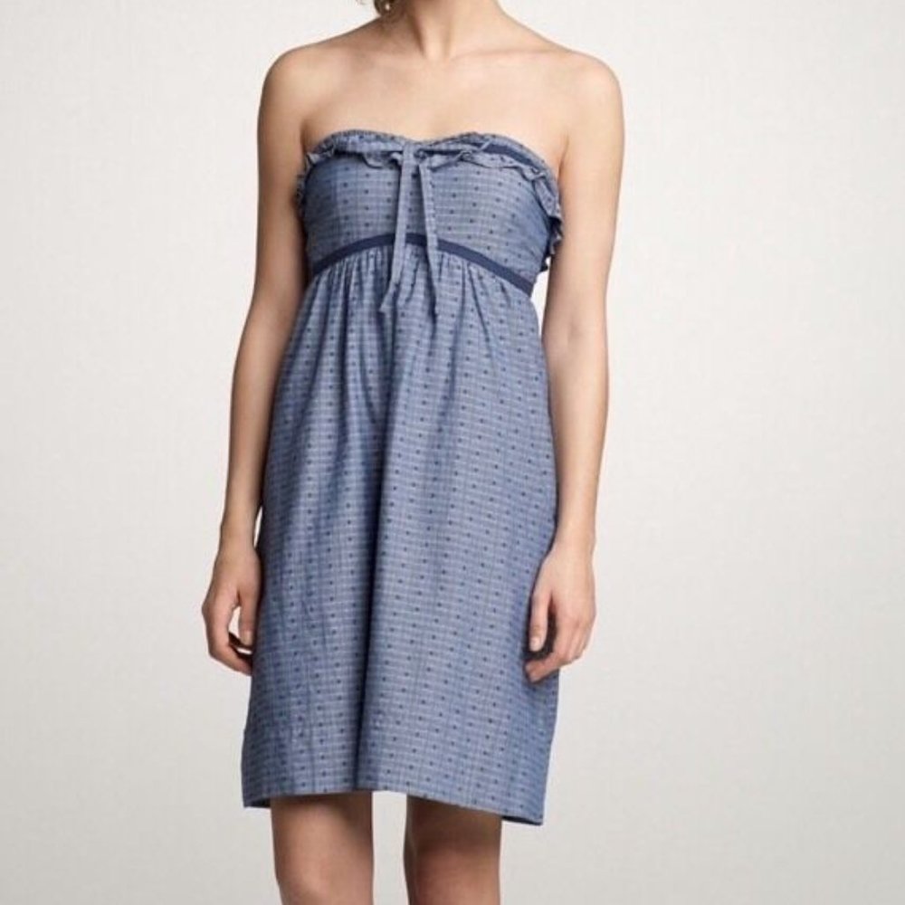 J. Crew Strapless Dress in Soft Blue